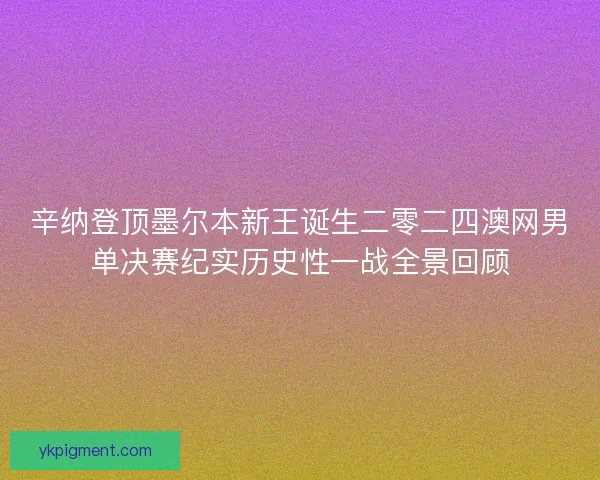 辛纳登顶墨尔本新王诞生二零二四澳网男单决赛纪实历史性一战全景回顾