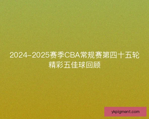 2024-2025赛季CBA常规赛第四十五轮精彩五佳球回顾 2024-2025赛季CBA常规赛第四十五轮精彩五佳球回顾